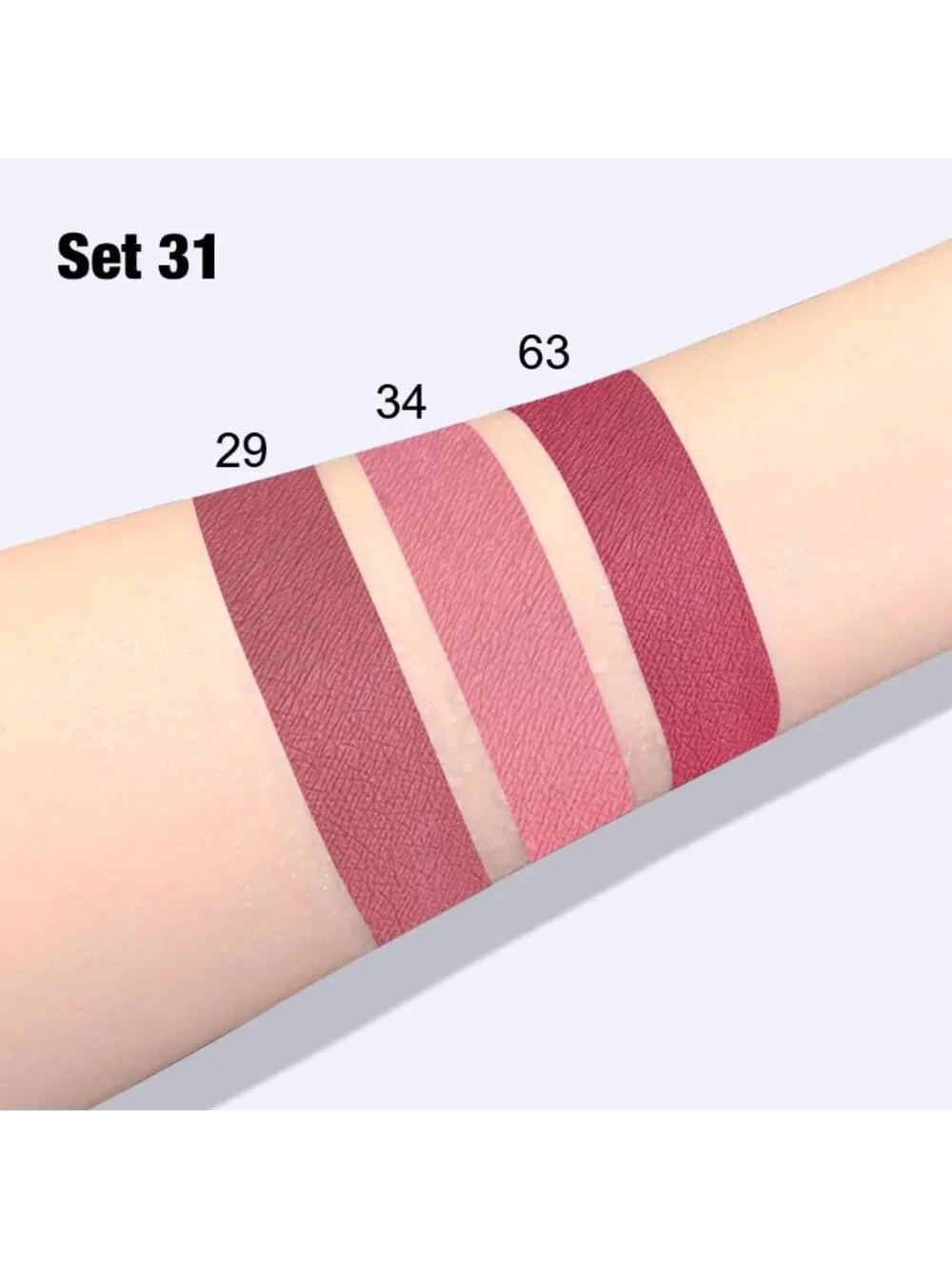 Set31-Light Mauve & Neutral Mauve & Mauve 3pcs Matte Liquid Lipstick Lip Gloss